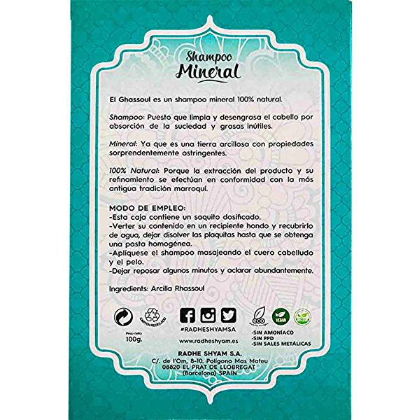 Gassoul Minerale Shampoo 100gr. Ghassoul - Radhe Shyam Img 3