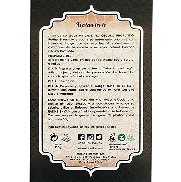 TRATTAMENTO HENNA RADHE PROFONDO MARRONE SCURO. 100 gr Img 3