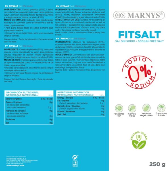 Fitsalt 0% Natrium 250 g - MARNYS Img 8