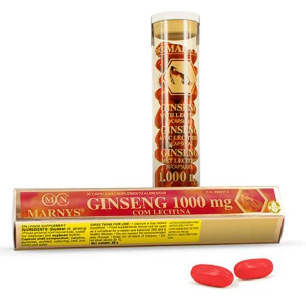 Ginseng com Lecitina 1000mg 30 Cápsulas - MARNYS