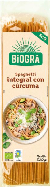 Integrale Spaghetti mit Kurkuma BIO 250 g - BIOGRA