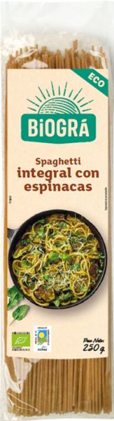 Espaguete Integral com Espinafre BIO 250 g