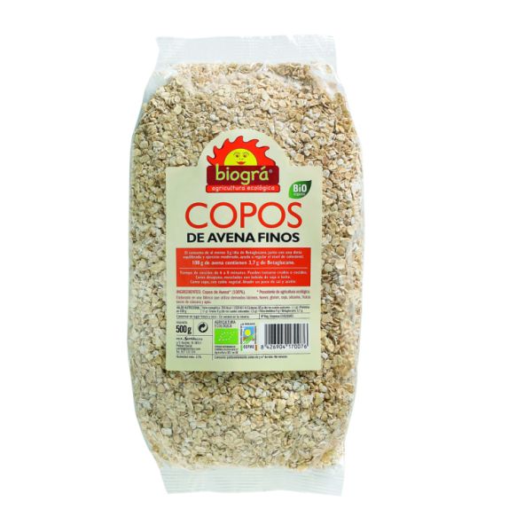 Copos Avena Finos Integrales 500 g - BIOGRÁ