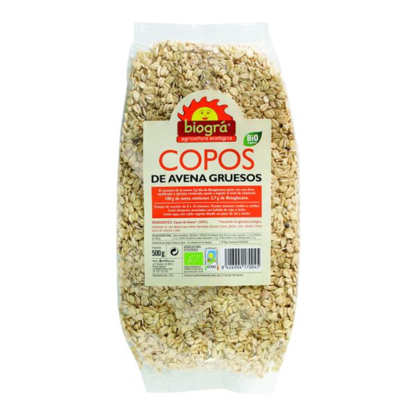 Copos Avena Gruesos BIO 500 g - BIOGRÁ