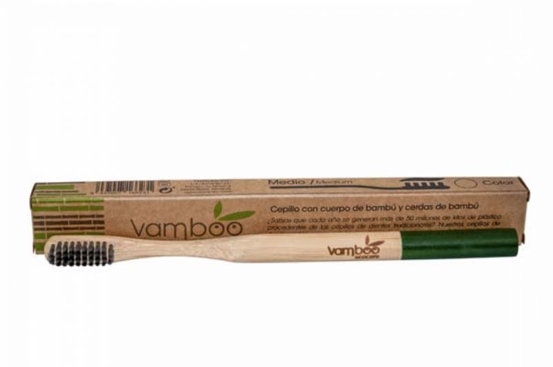 100% Bamboeborstel Eco witte houtskool - VAMBOO