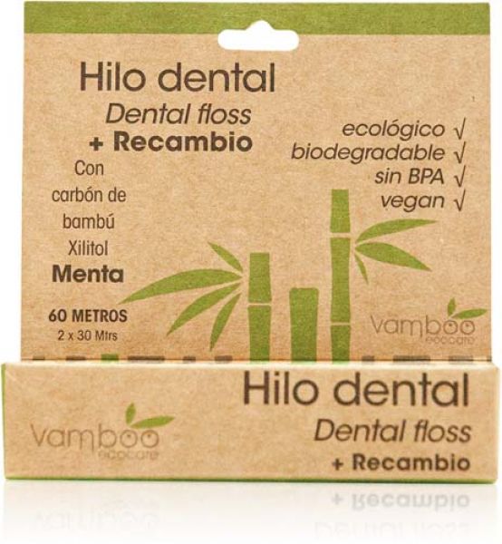 Hilo Dental Menta Carbón Bambú y Xilitol