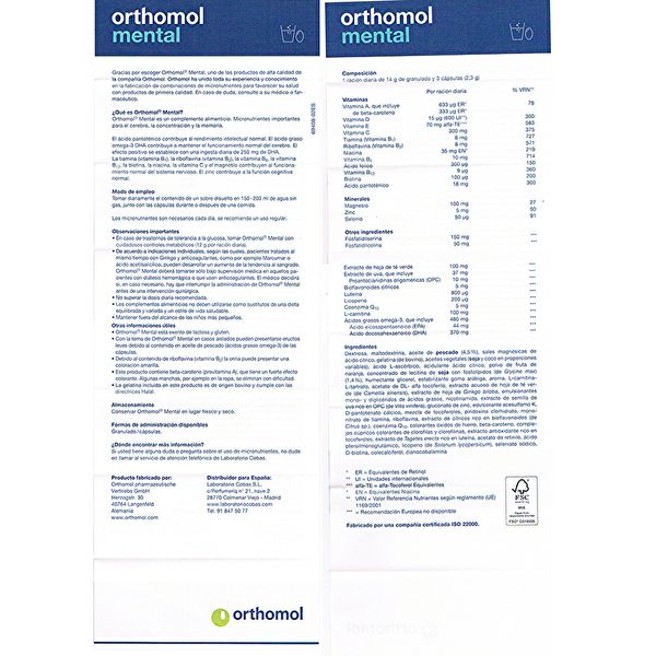 Orthomol Mental 30 Envelopes - ORTHOMOL Img 3