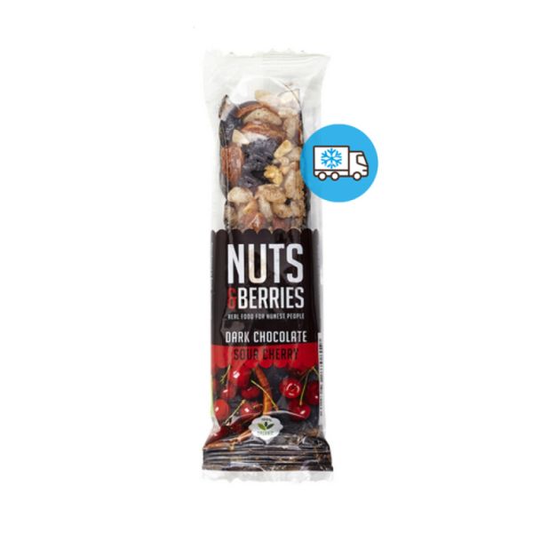 BARRE CHOCOLAT NOIR ET CERISE 40 g - NUTS&BERRIES