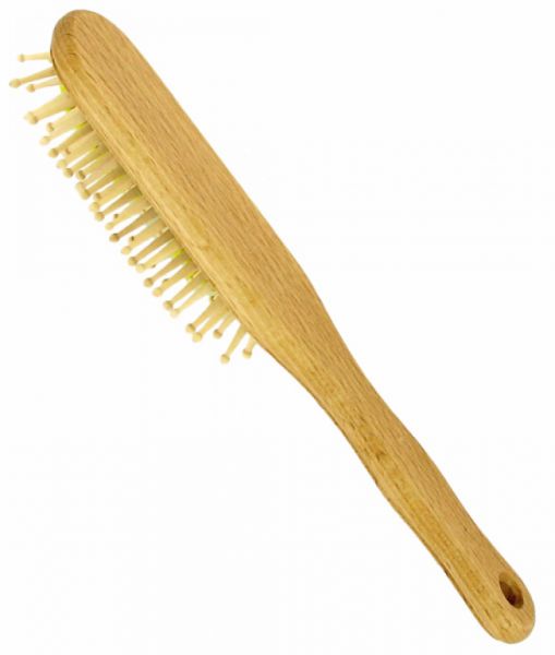 Brosse à cheveux avec pointes droites en bois de hêtre