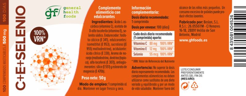 C + E + Selenium 500 g 100 kauwtabletten - GHF Img 4