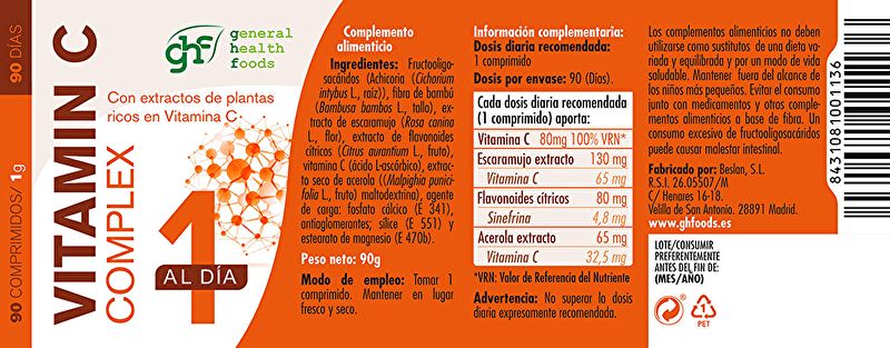 Complesso di vitamina C 1g 90 compresse - GHF Img 4