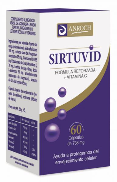 Antioxidante celular sirtuvid 550 mg 60 cápsulas