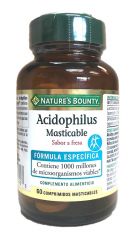 Kopen NATURE'S  BOUNTY N's B-ACIDOPHIL.MASTIC.Aardbeiensmaak (60)Comp.mastiek. Door 9,95€