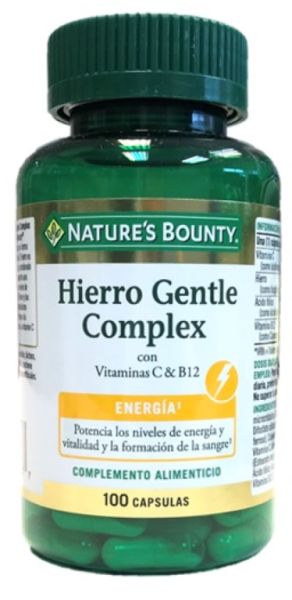 Hierro Gentle Complex con vitamina C y B12 100 Cápsulas