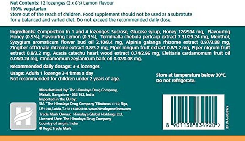 Koflet Throat Pills Lemon 2 X 6s - HIMALAYA Img 2