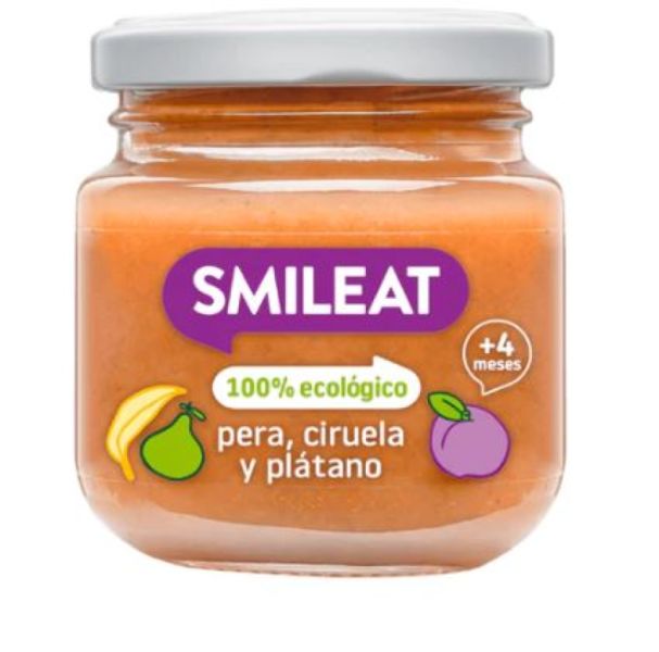 JAR OF BANANA, PEAR AND PLUM 130 g ECO - SMILEAT