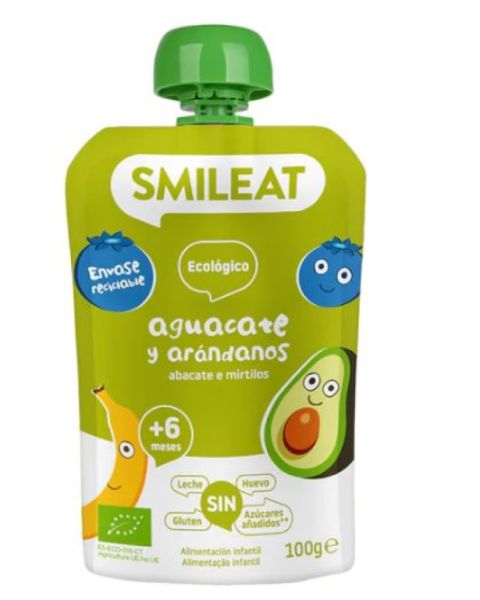 AVOCADO AND BLUEBERRY POUCH 100 g ECO - SMILEAT