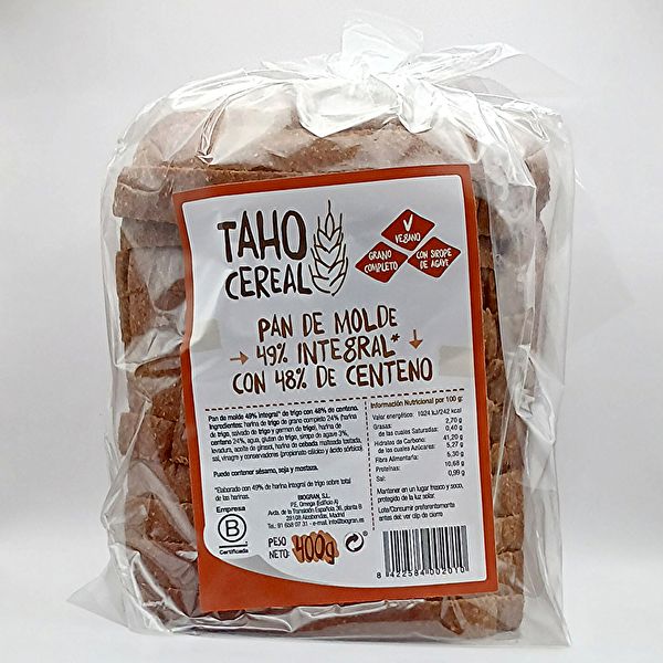 Pan de molde 49% integral con 48% de centeno 400gr.