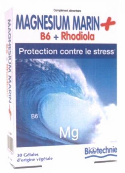 Magnésium Marin Vitamine B6 et Rhodiola 30 Gélules Végétales