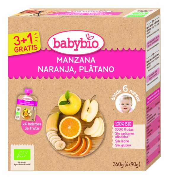 Apfel Banane BIO 4 X 90 g - BABYBIO