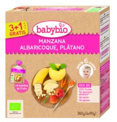 Buy BABYBIO Apple Apricot Banana BIO 4 X 90 g By 3,60€