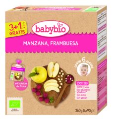 Buy BABYBIO Apple Raspberry Pouch BIO 4 X 90 g By 3,60€