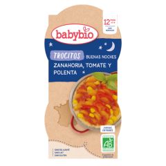 Comprar BABYBIO Buenas Noches trocitos Zanahoria Tomate y Polenta 2 unidades BIO + 12 meses Por 3,70€