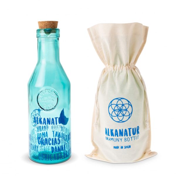 Harmony Bottle Blaue Glasflasche - ALKANATUR