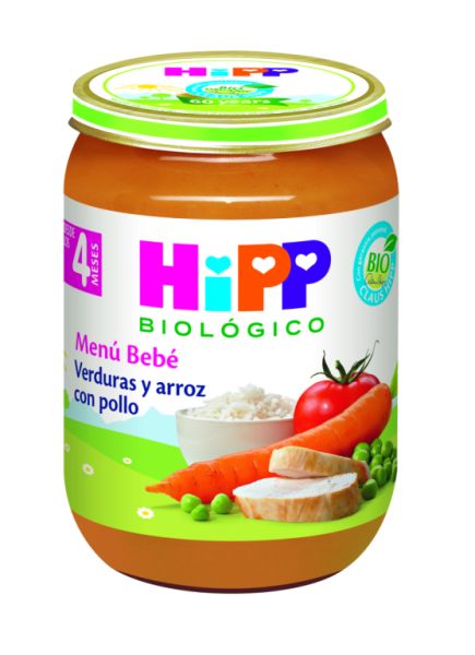 Potito de Verduras y Arroz con Pollo Bio 190 g