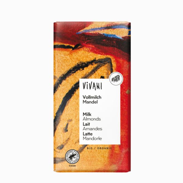 CHOCOLAT AU LAIT BIO ET AMANDES 100g - VIVANI