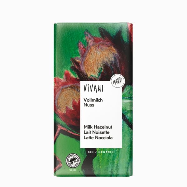 BIO MILK CHOCOLATE AND HAZELNUT 100g - VIVANI