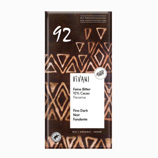 BIO DARK CHOCOLATE 92% PANAMA COCONUT SUGAR 80g