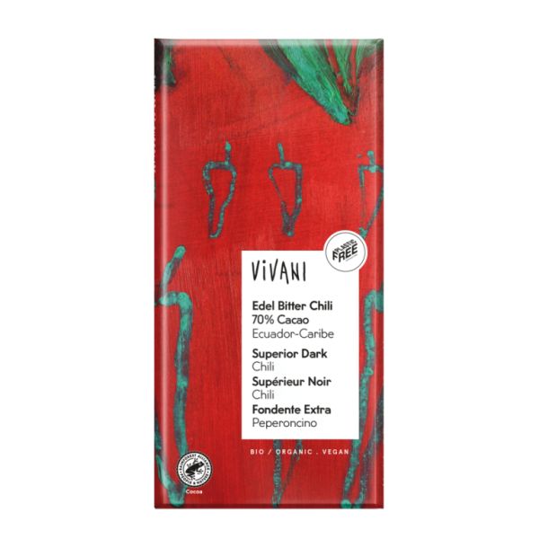 CHOCOLAT NOIR 70% AU PIMENT BIO 100g - VIVANI