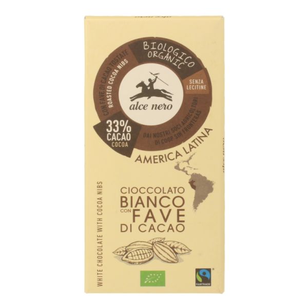 Tableta chocolate blanco 80% pepita cacao bio 100 gr