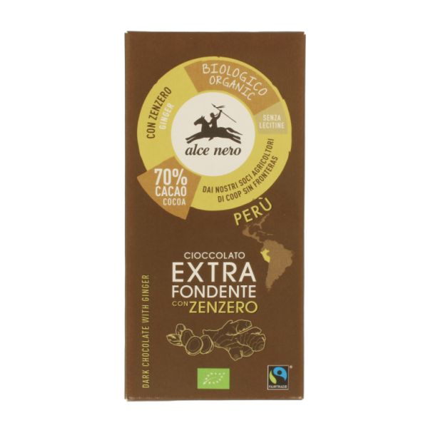 Organic dark chocolate with ginger tablet 50 gr