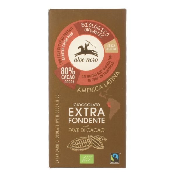 Dark chocolate bar 80% organic cocoa nugget 100 gr