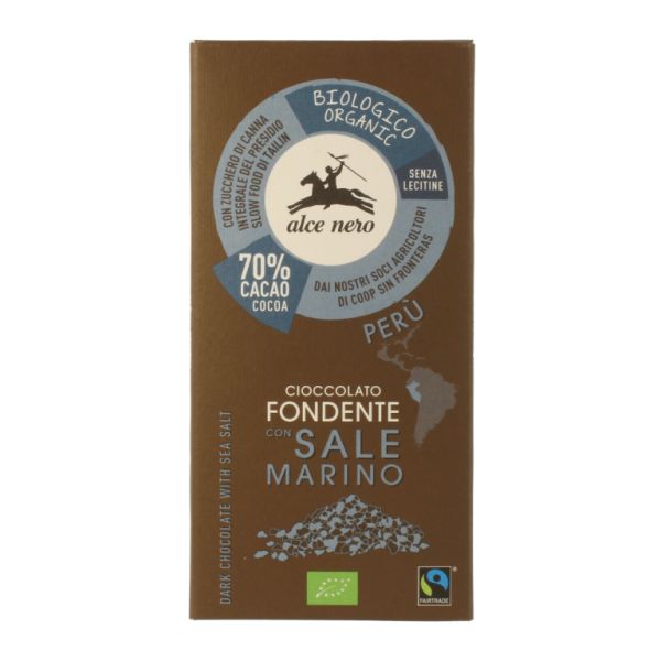 Dark chocolate bar with organic sea salt 50 gr