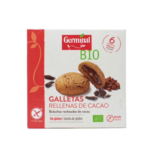 Biscoitos sem glúten recheados com creme de cacau orgânico 200g