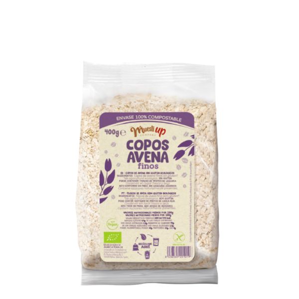 Copos Avena Finos Gluten Free Bio 400g - MUESLI UP