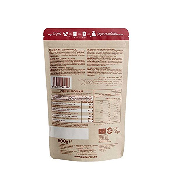 Äkta Quinoa tricolor korn. BIO-format 500g 100% Plastic free Img 2