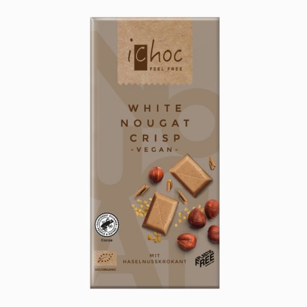 Biologische Witte Chocolade Praliné Crocanti Hazelnoot 80 g