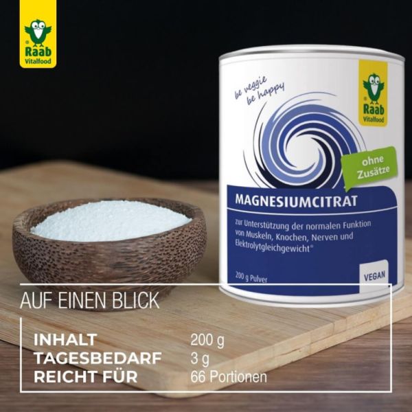 Veganes Magnesiumcitrat 200 g - Raab Vitalfood Img 2