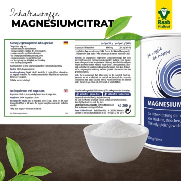 Citrat de Magnesi Vegà 200 g - Raab Vitalfood Img 3