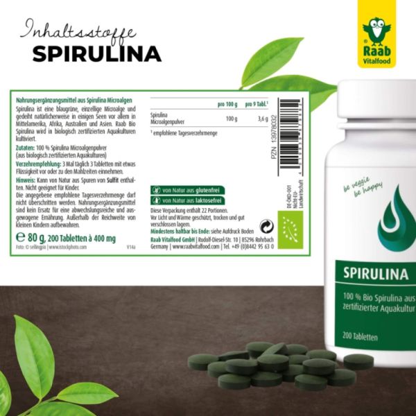 Espirulina 200 comprimidos - Raab Vitalfood Img 6