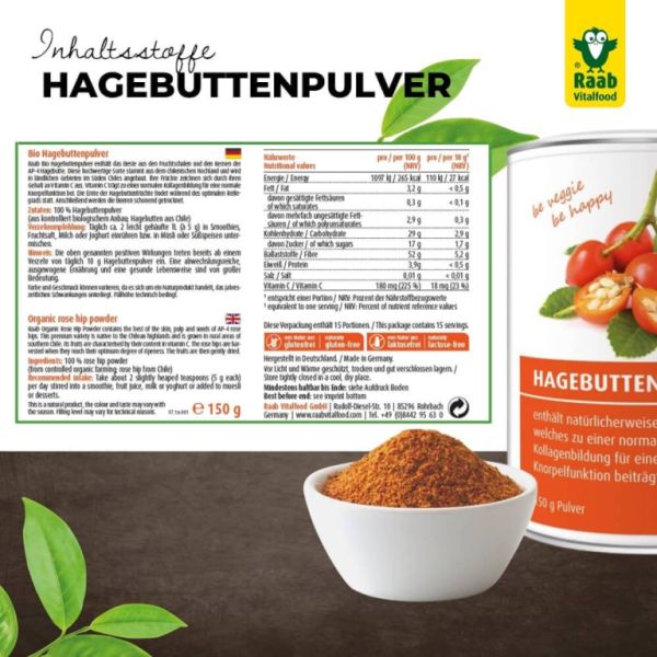 Ekologiskt nyponpulver 150 g - Raab Vitalfood Img 4