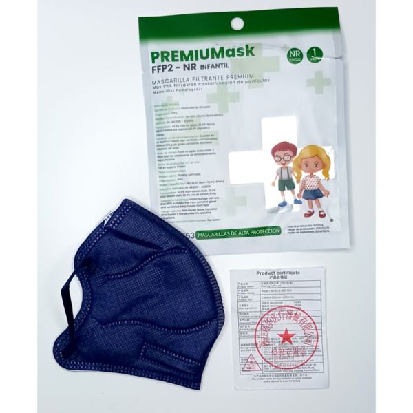 Marineblauw FFP2-NR-masker voor kinderen 1 stuk Img 3