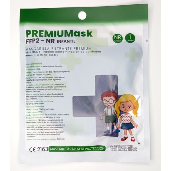 Marineblauw FFP2-NR-masker voor kinderen 1 stuk