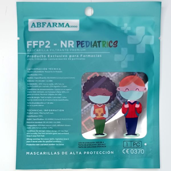 Máscara infantil FFP2 - NR design e cores variadas 1 unidade Img 2