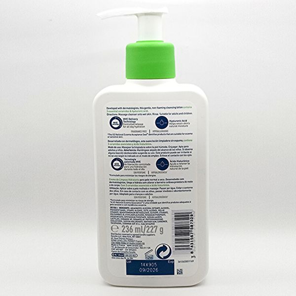 Crema limpiadora facial hidratante para piel normal a seca 236 ml. Img 2