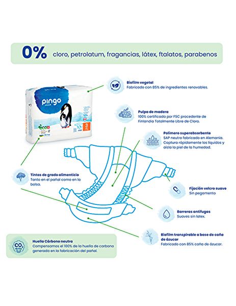 Fraldas T3 4-9 kg ECO 44 unidades - PINGO Img 3